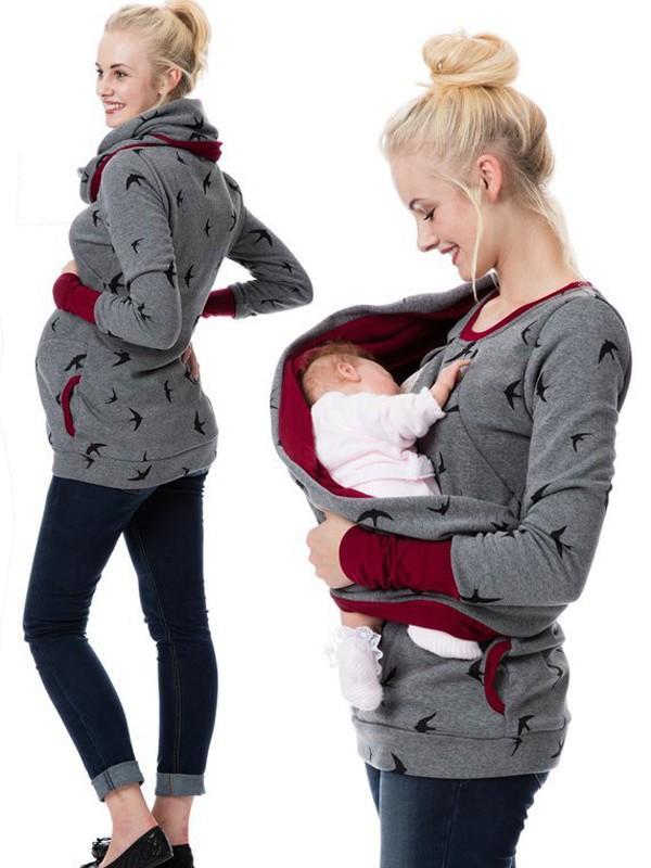 GR | Maternity chaps, nurse sweatshirts, floral print, pockets, zipper, nursing wear