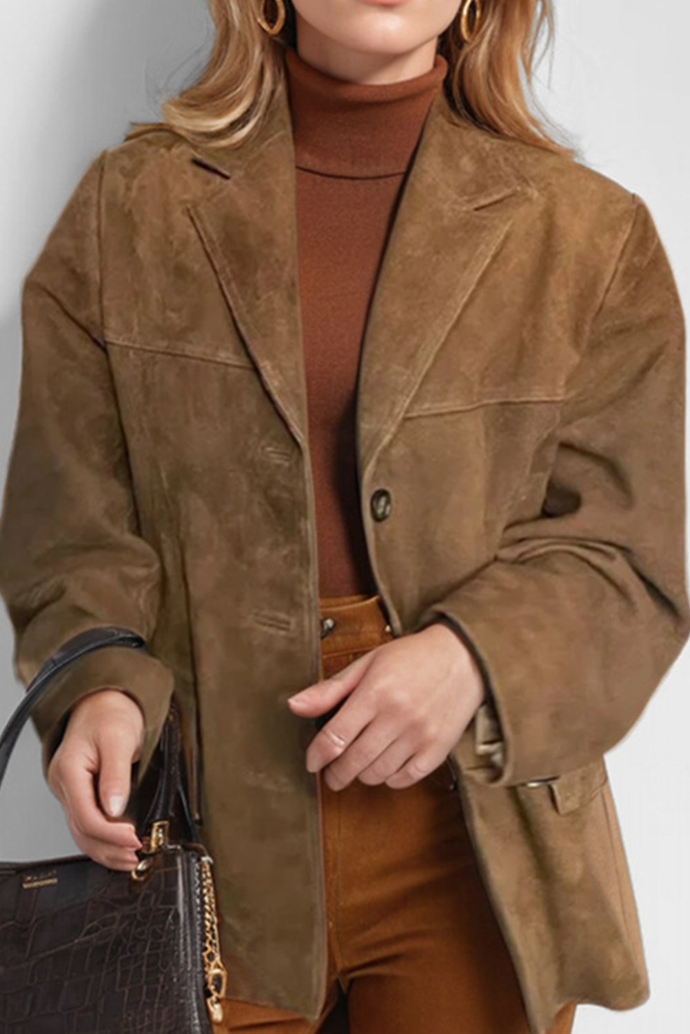 GR - Vintage Coffee Jacket with Hooded Pockets and Buttons