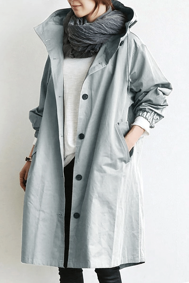 GR | Warm Large-Button Rain Jacket With