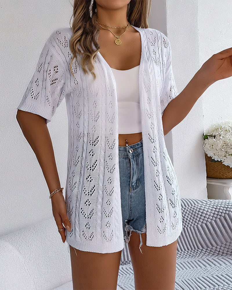 GR | Short-sleeved elegant white lace cardigan