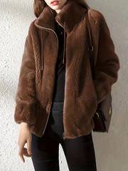 Teddy coat with drawstring