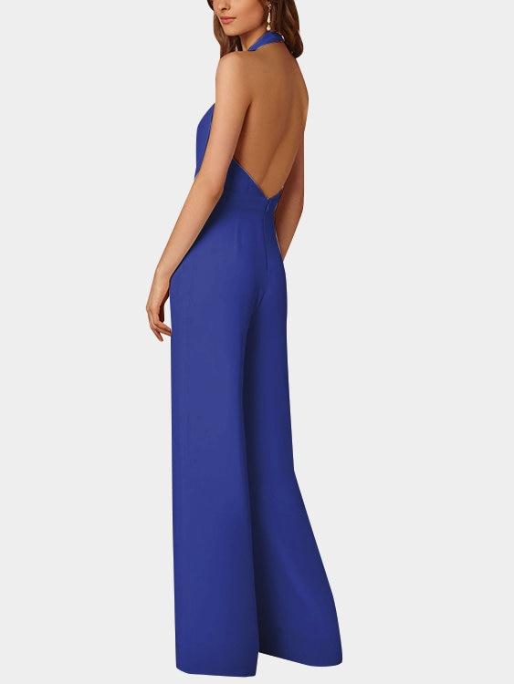 GR | Deep V-neck Sleeveless Wide Leg Jumpsuit