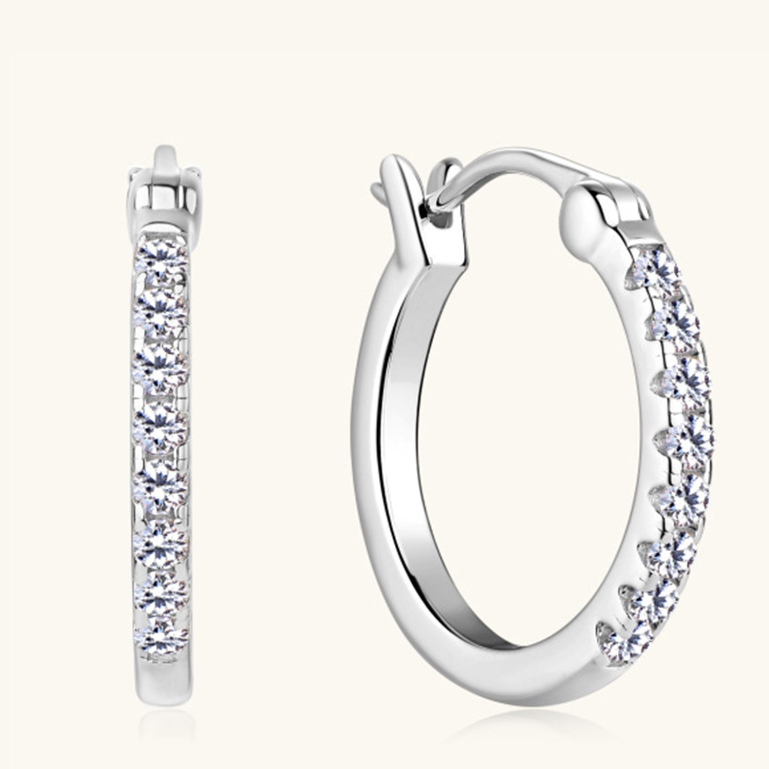 GR | 925 Sterling Silver Moissanite Huggie Earrings