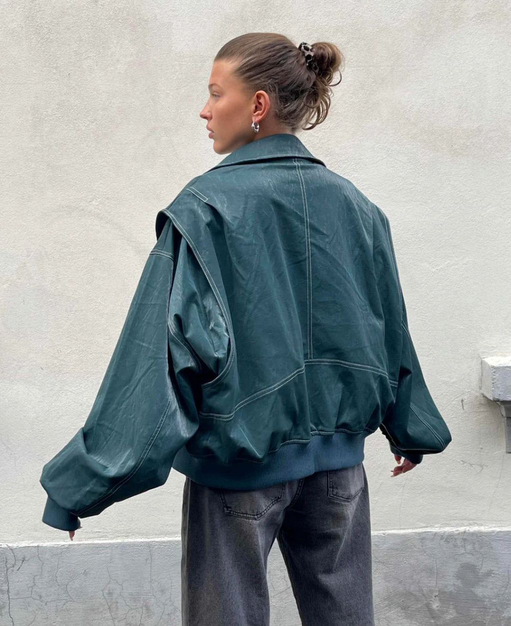 GR | Lederbomberjacke Im Vintage-Stil