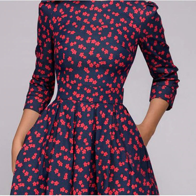 GR geblümtes Kleid drei Viertel Ärmel