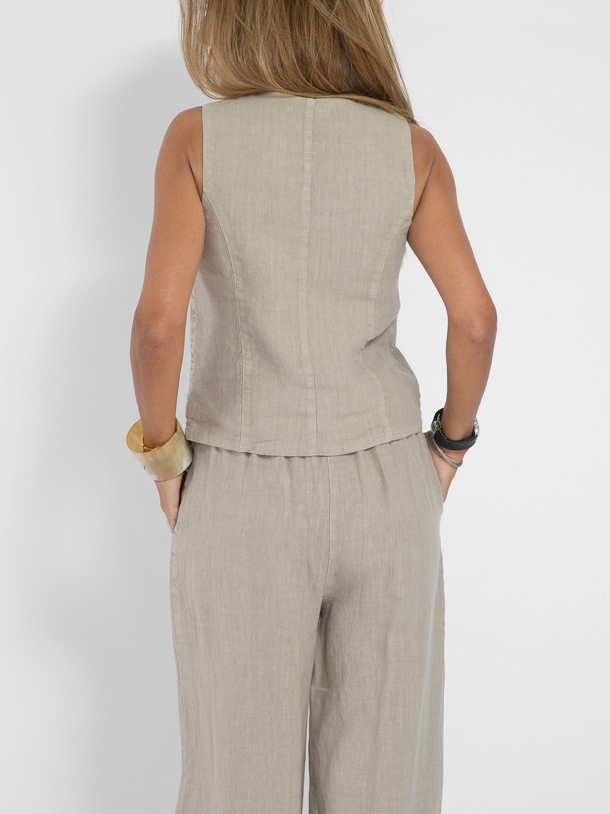 GR | Button-up vest & wide-leg trousers set