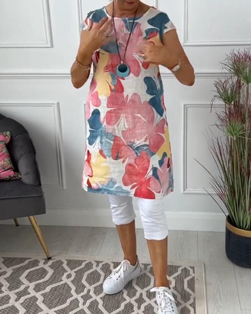 GR | Summer dress with asymmetrical cut and high slit