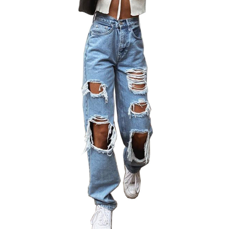 GR women's jeans with rips and washed effect 