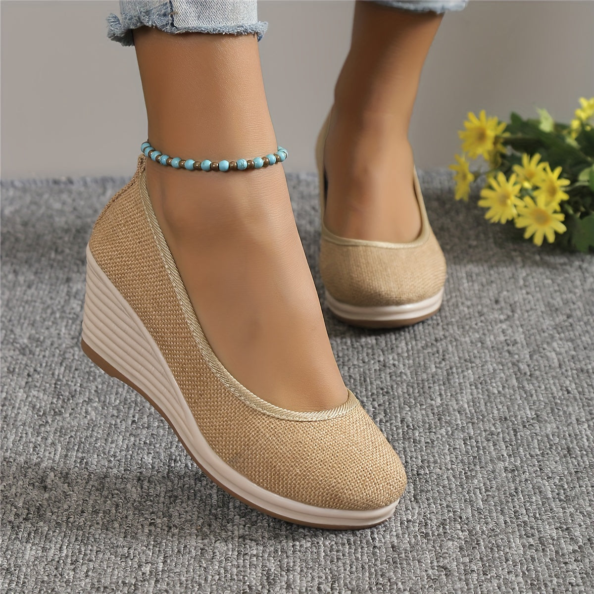GR | Breathable wedge heel slippers