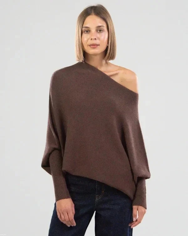 Asymmetrically draped sweater
