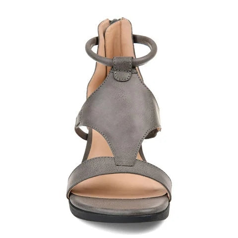 GR - Casual wedge sandals with ankle straps | Open summer wedge sandals