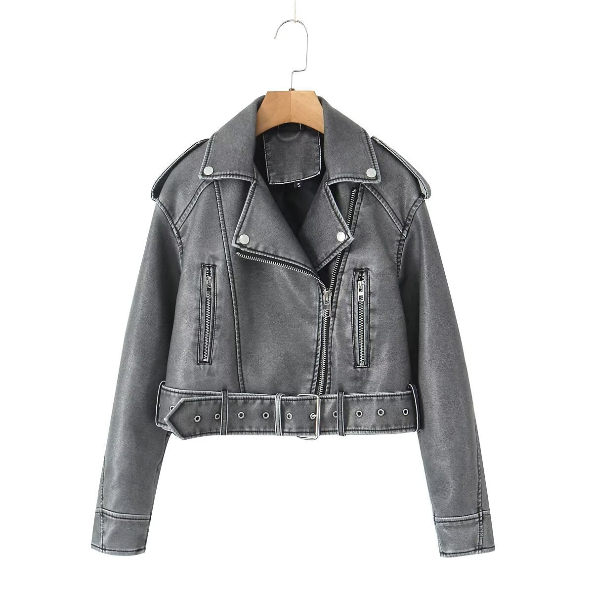 GR | Washable, Gradient Leather Jacket for Women*