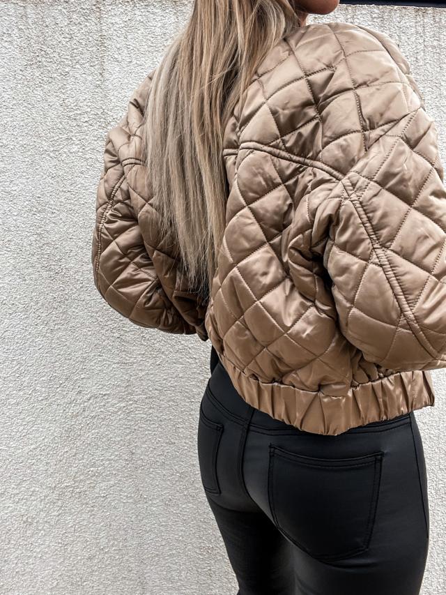 GR | Quilted short puffer jacket