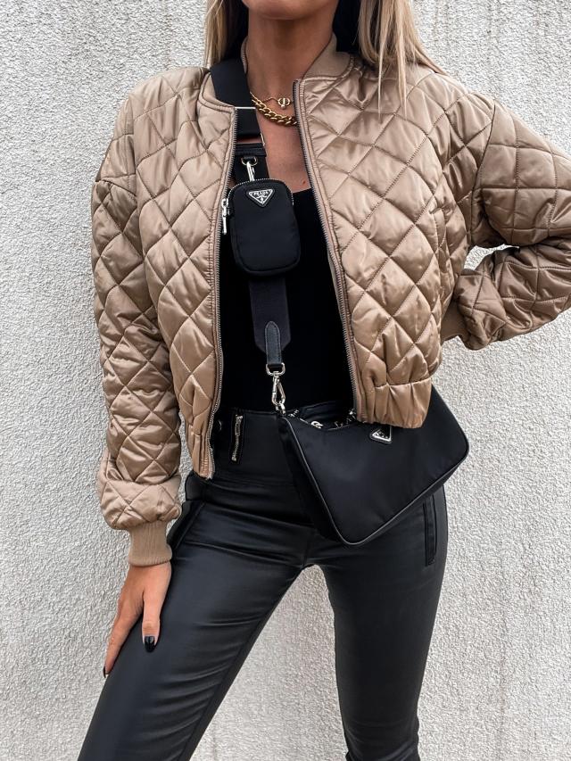 GR | Quilted short puffer jacket