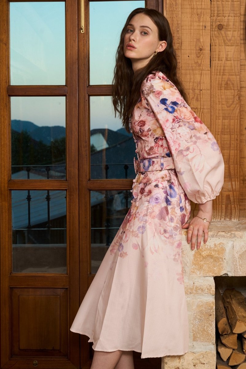 GR | Midi Hemdkleid Mit Blumendruck