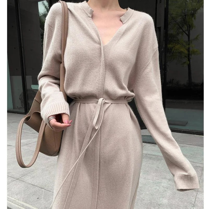 GR | Stilvolle Herbst Schicke Lange Ärmel Pullover Kleid Für Frauen