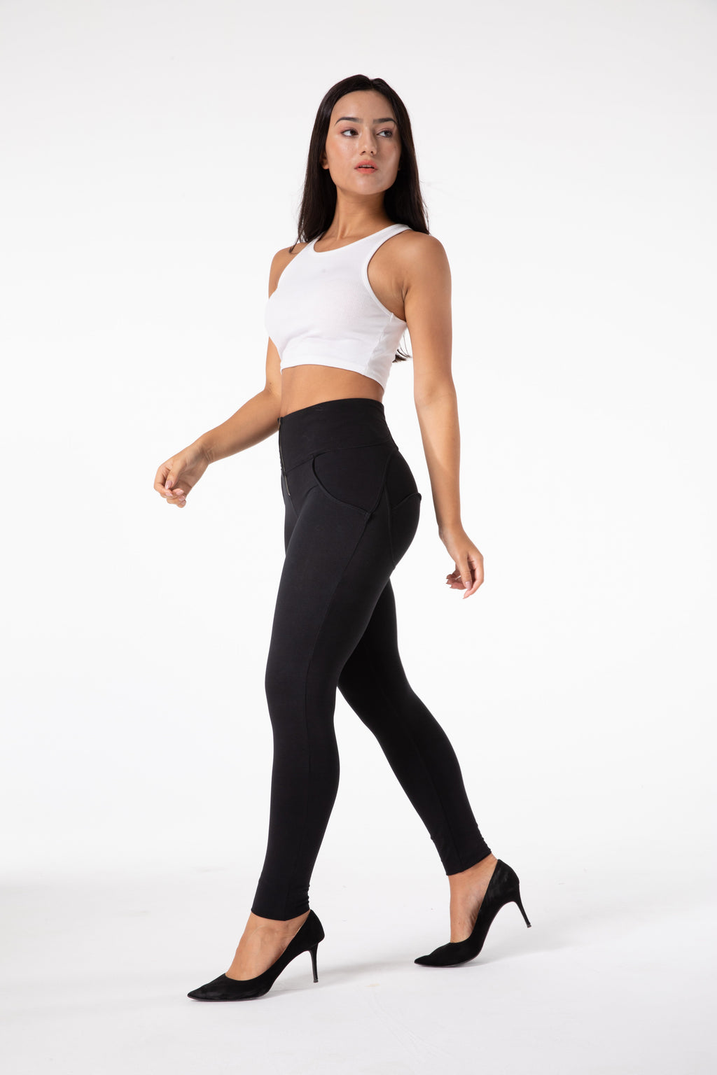 GR | Stramme Schwarze Leggings mit Hohem Bund
