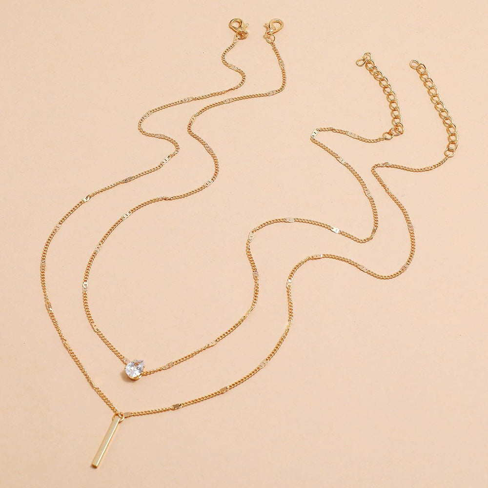 GR | Necklace Glitter Gold Pendant Set Vintage Jewelry