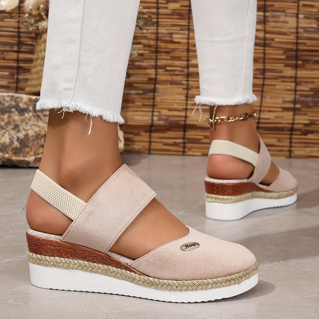 GR | Women's Platform Sandals: Non-slip, Closed Toe, Elastic Strap