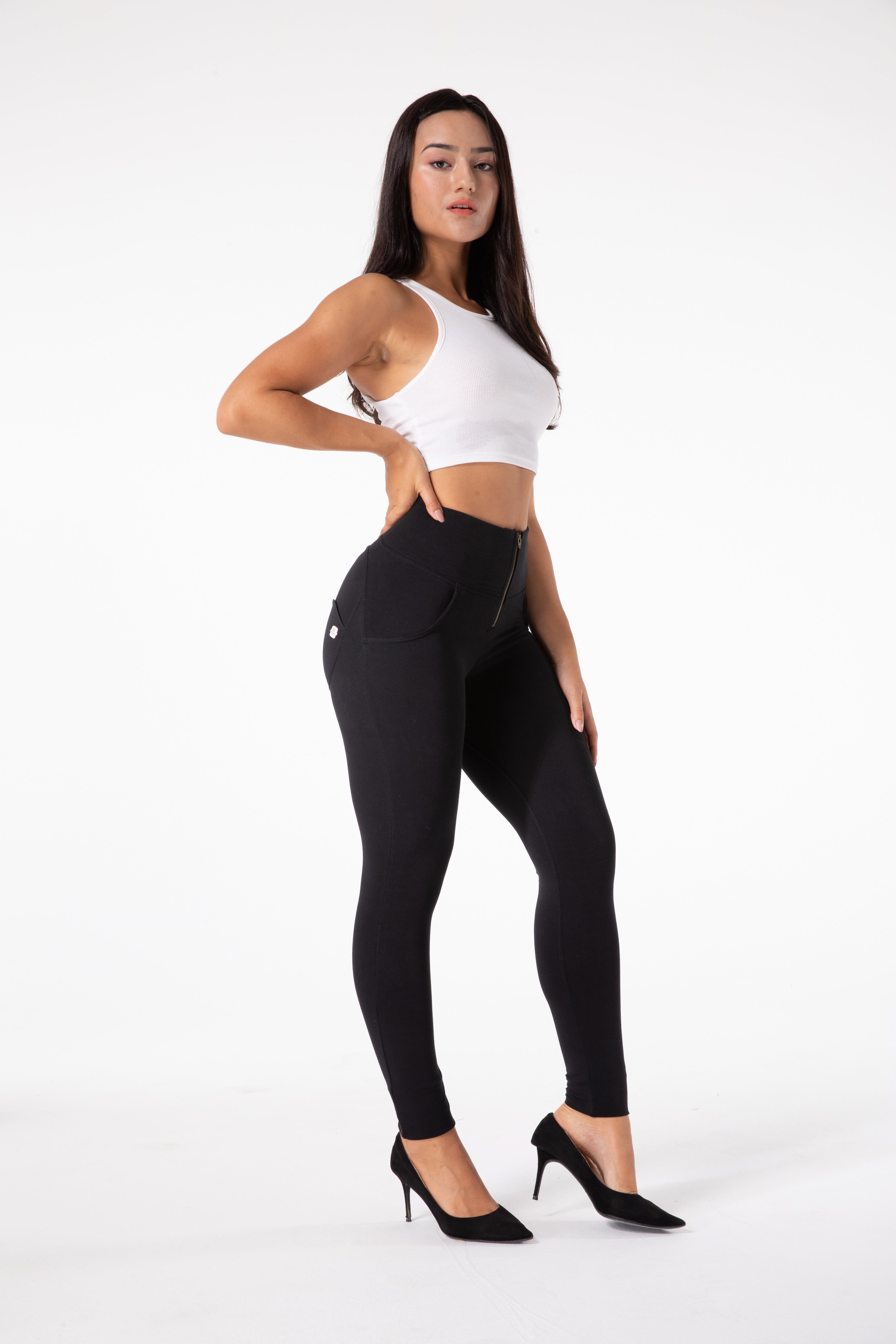 GR | Stramme Schwarze Leggings mit Hohem Bund