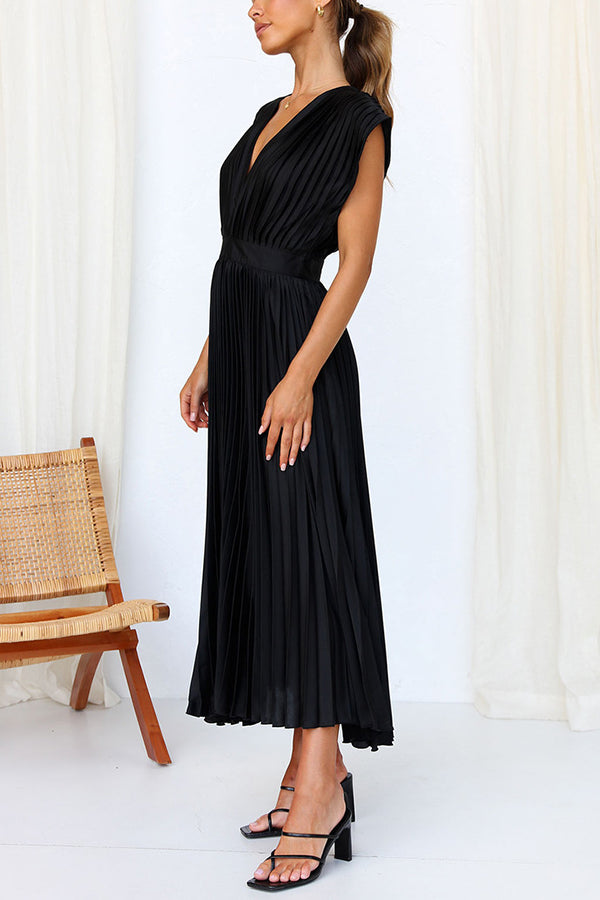 GR | Hallo Schöne Satin Plissee Midi Kleid