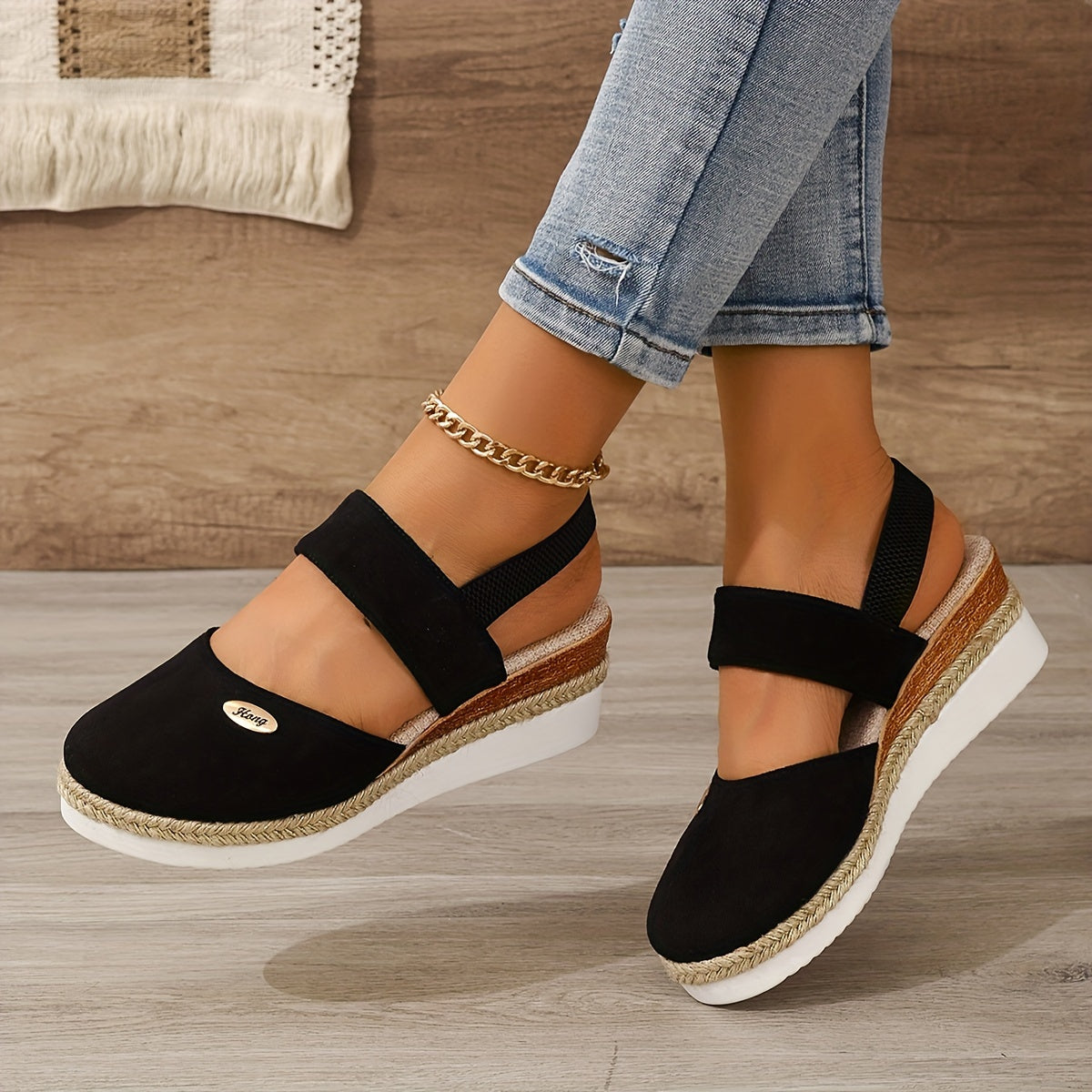 GR | Women's Platform Sandals: Non-slip, Closed Toe, Elastic Strap