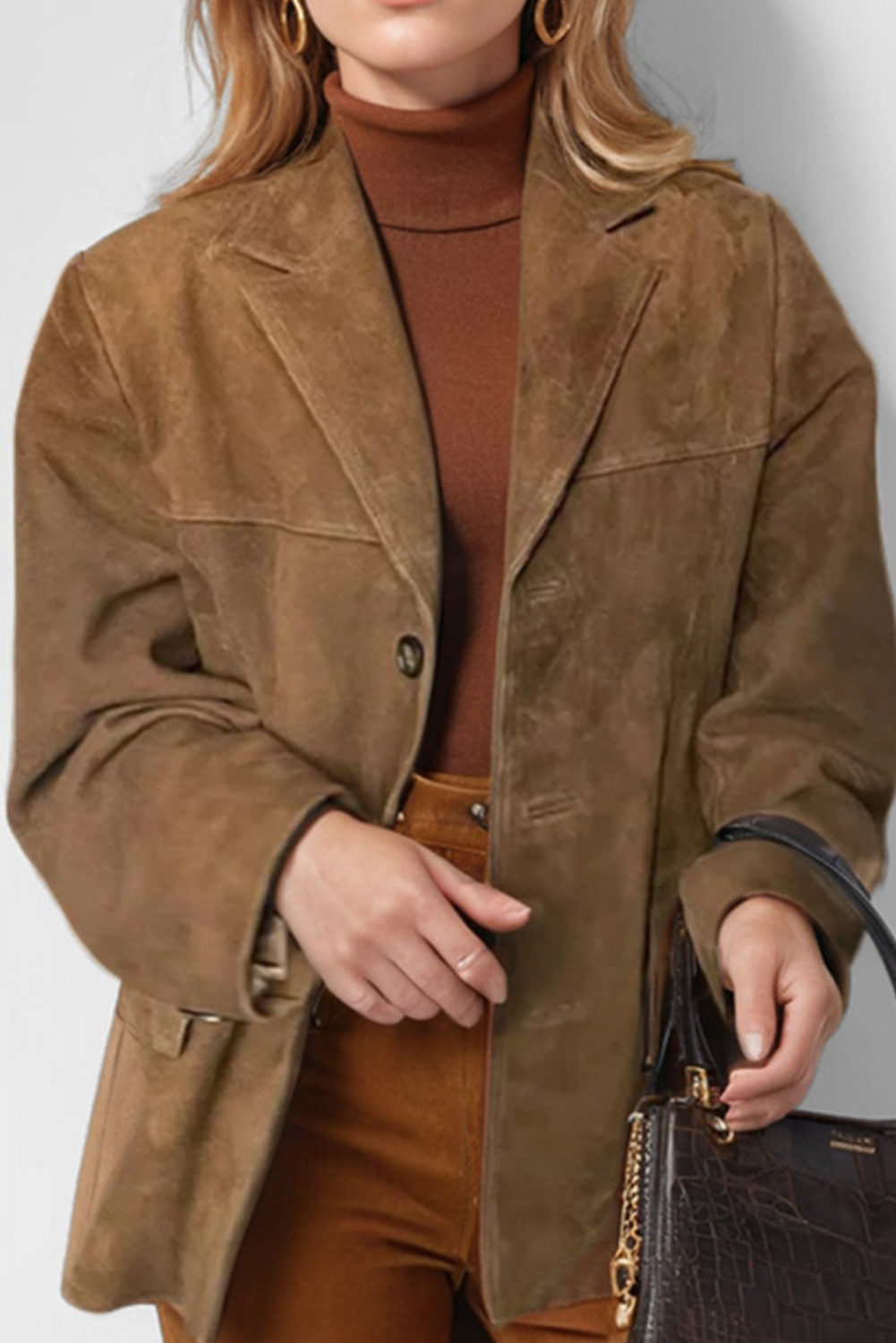 GR - Vintage Coffee Jacket with Hooded Pockets and Buttons