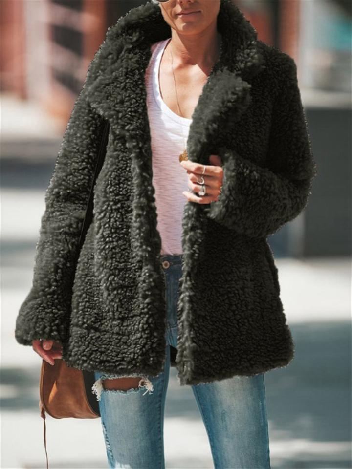 GR | Women's Coats with Plush Teddy Bear Lightweight Fleece Coat Cozy Vintage Sherpa Coat
