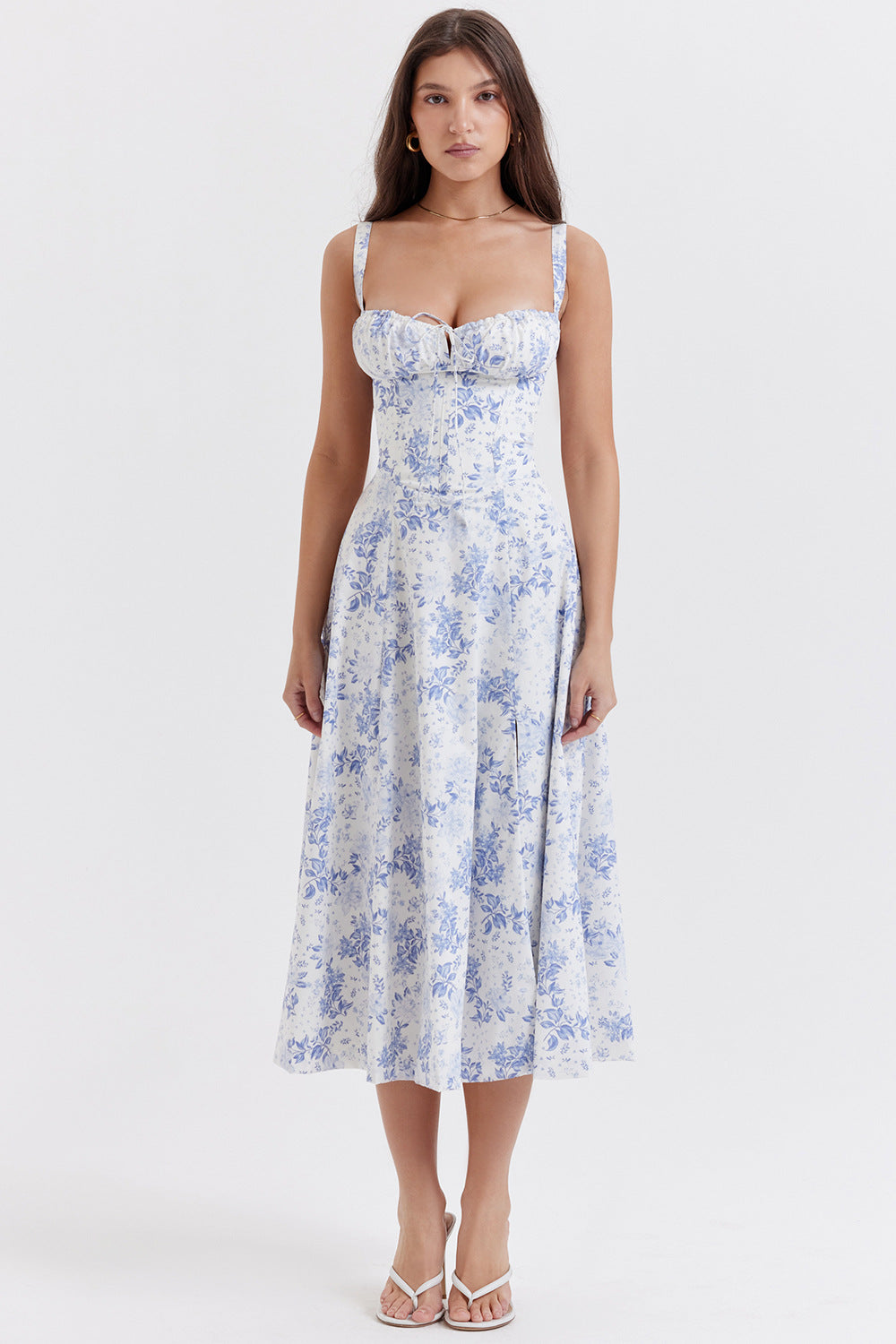 GR cut sundress for women with French flair and seductive hip slit"