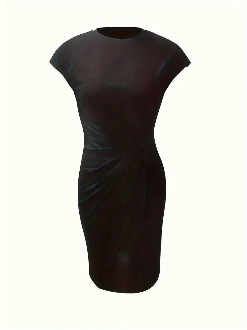 GR | Stilvolles Schmales Kleid Mit Rundhalsausschnitt