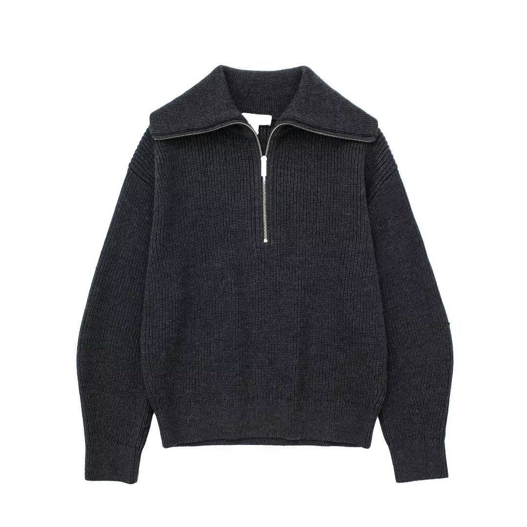 GR | All Match Wool Sweater with Open Collar