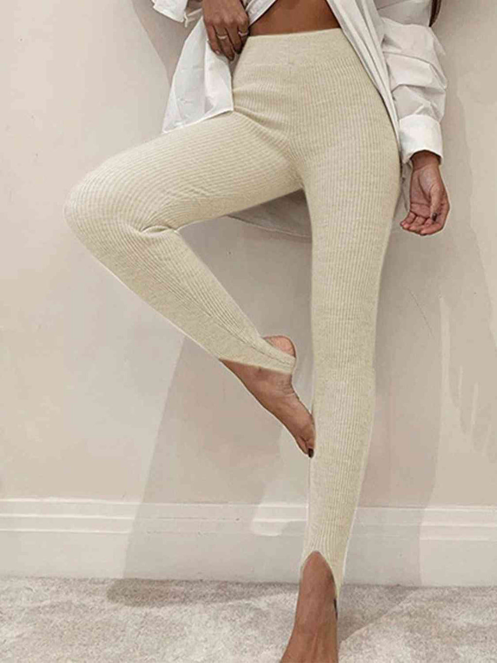 GR | Geripptes Mittel Taillen Leggings