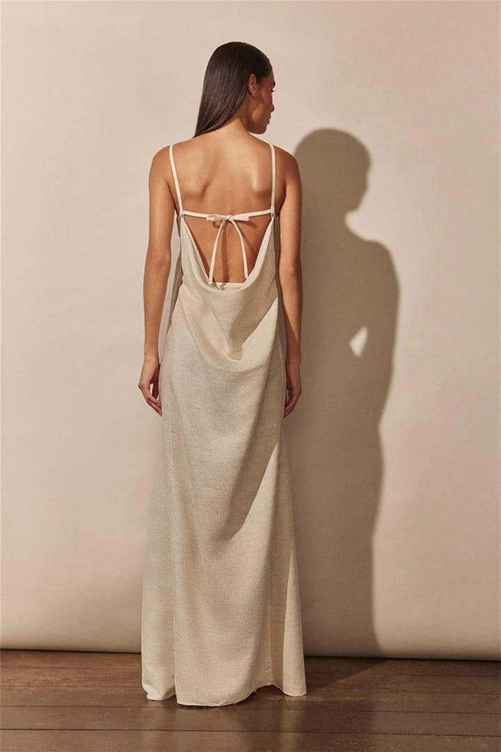 GR | Maxi dress with V-neck and high floral slit