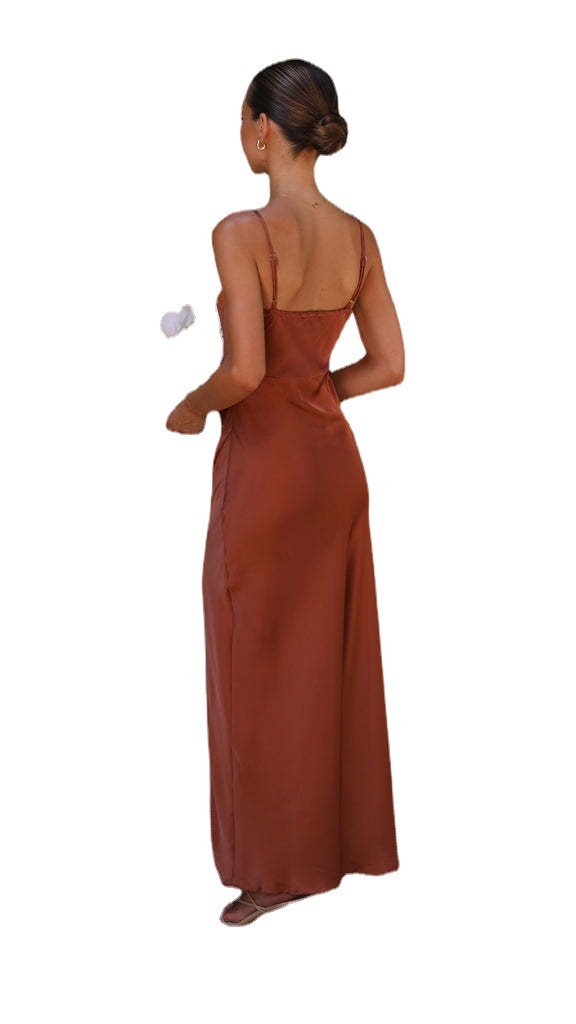 GR | Sommerliches Einfarbiges Split Kleid Für Damen