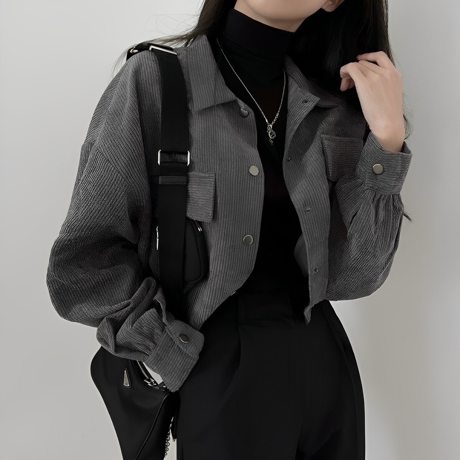 GR | Women's Corduroy Jacket with Short Lapel