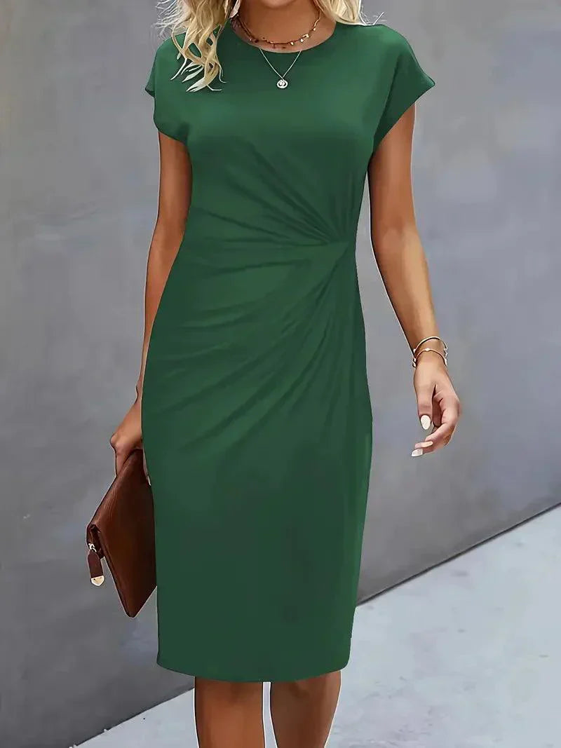 GR | Stilvolles Schmales Kleid Mit Rundhalsausschnitt
