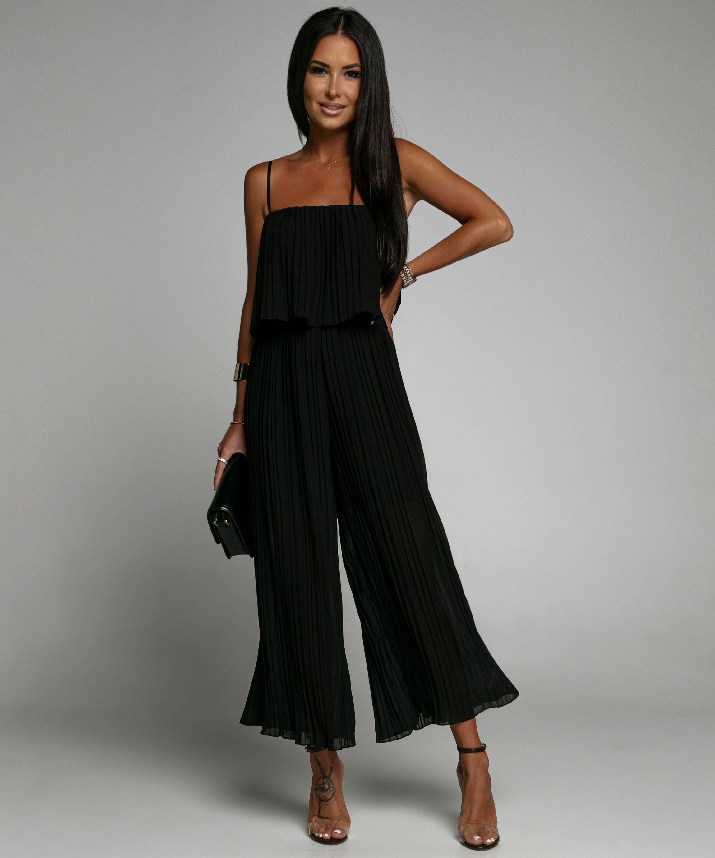 Pleated One-Piece Black