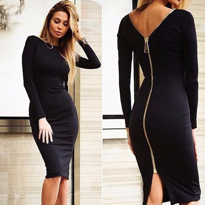 GR | Long-sleeved dress with back zipper 