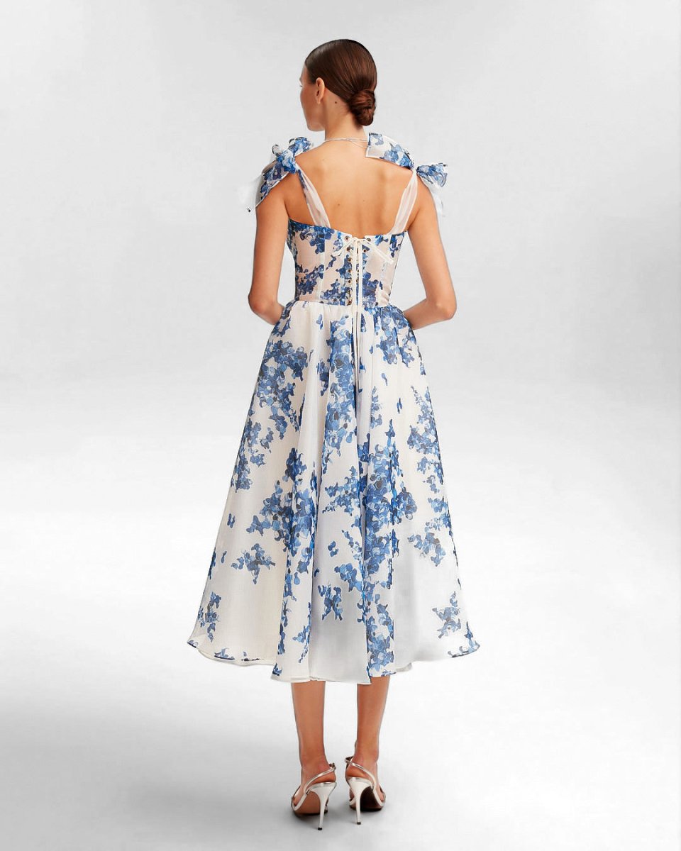 Elegant hydrangea midi dress