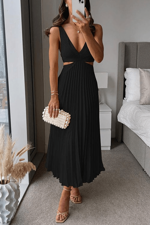 GR | Dress with pleated collar, women's evening dress