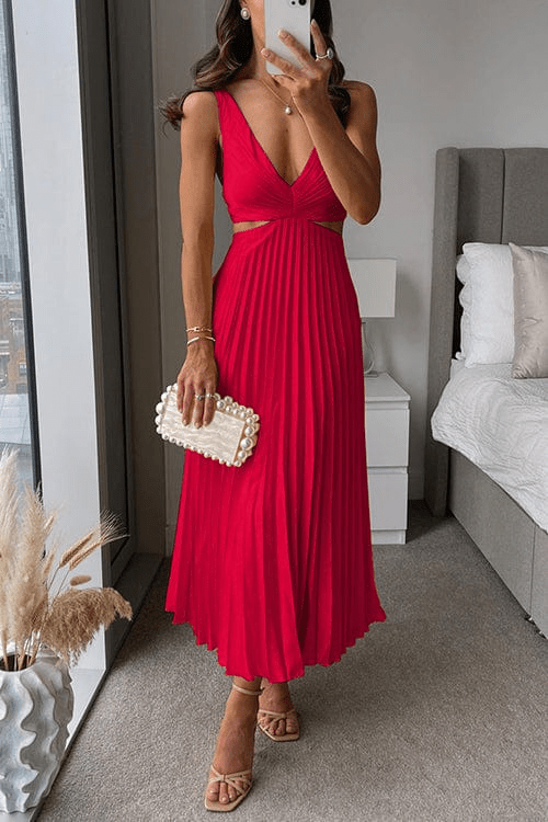 GR | Dress with pleated collar, women's evening dress