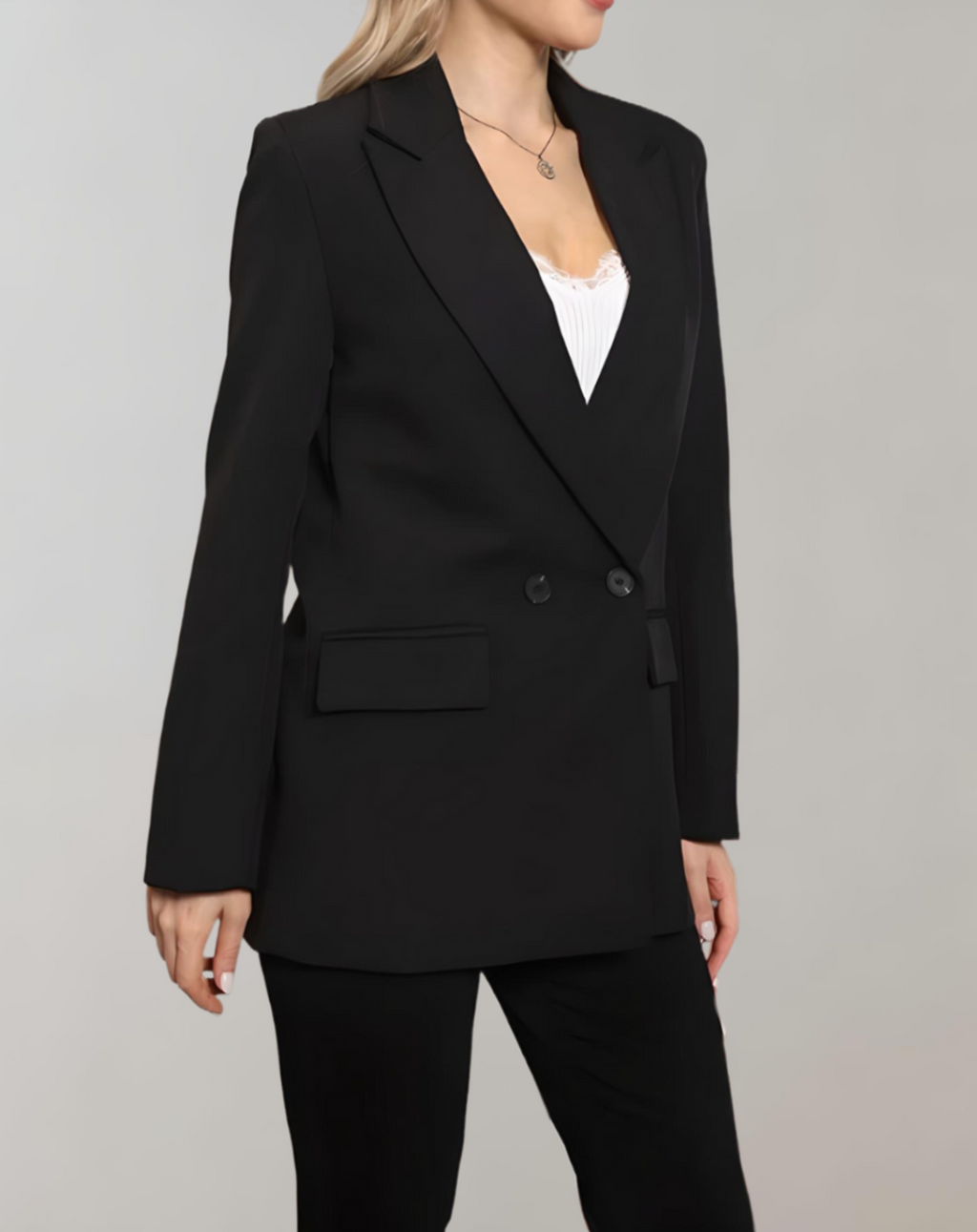 GR | Comfortable solid color formal plus size collar blazer