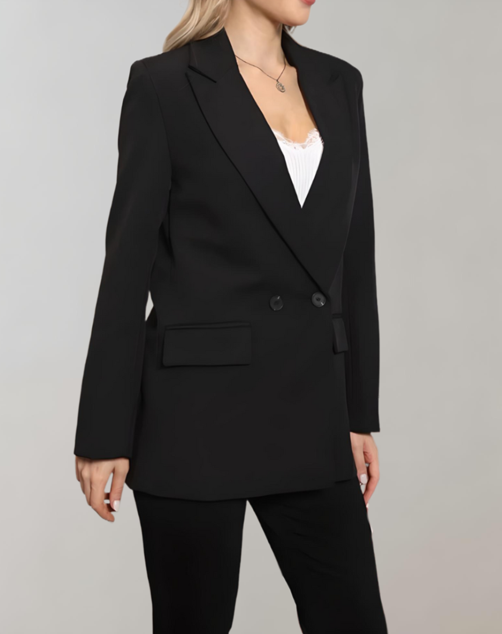 GR | Comfortable solid color formal plus size collar blazer