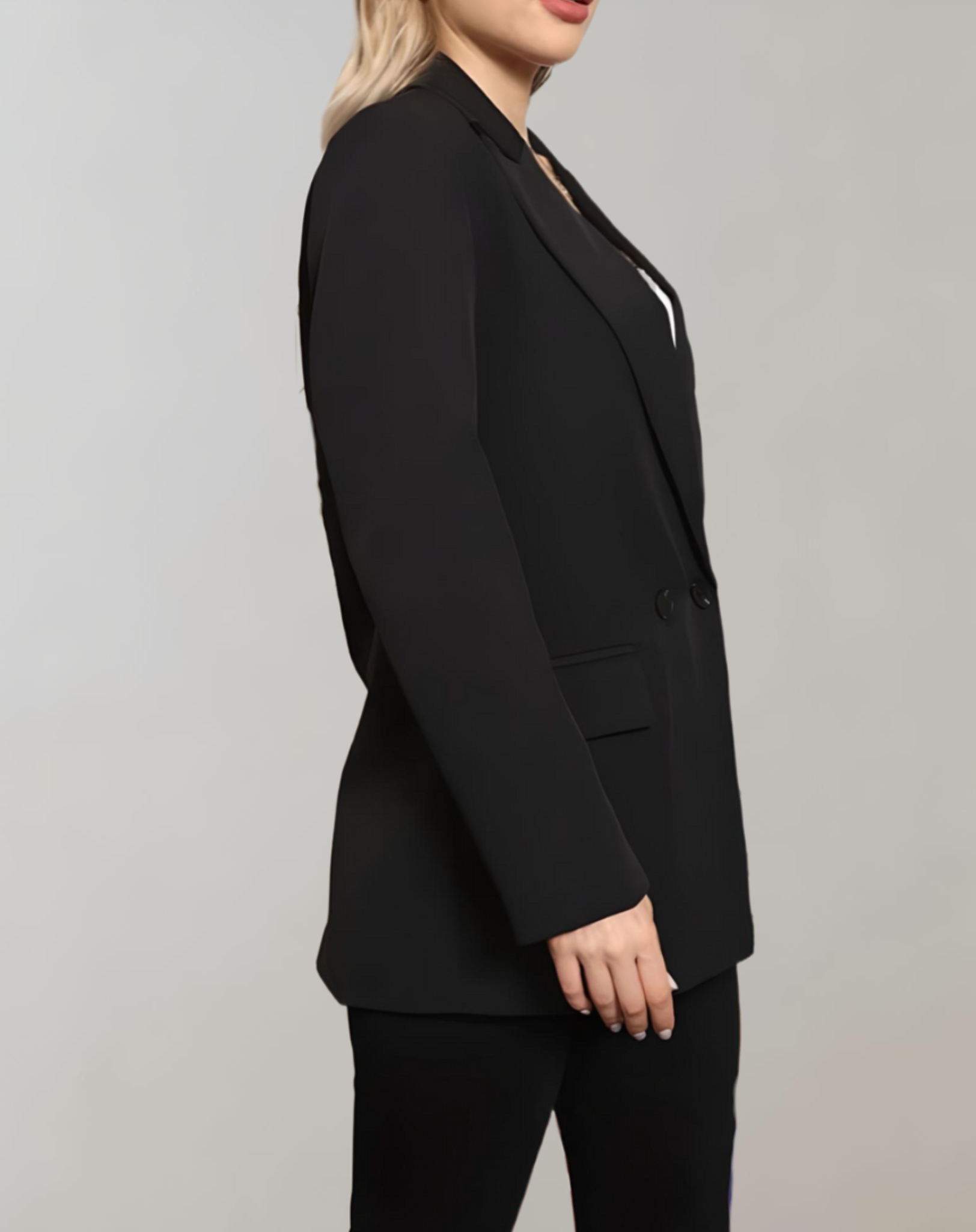 GR | Comfortable solid color formal plus size collar blazer