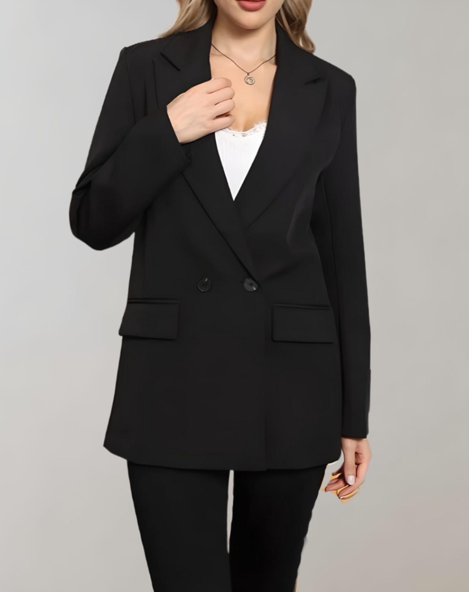 GR | Comfortable solid color formal plus size collar blazer