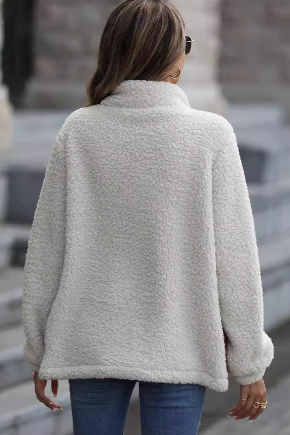 GR | Fashionable Sherpa Coat with Printed Pocket