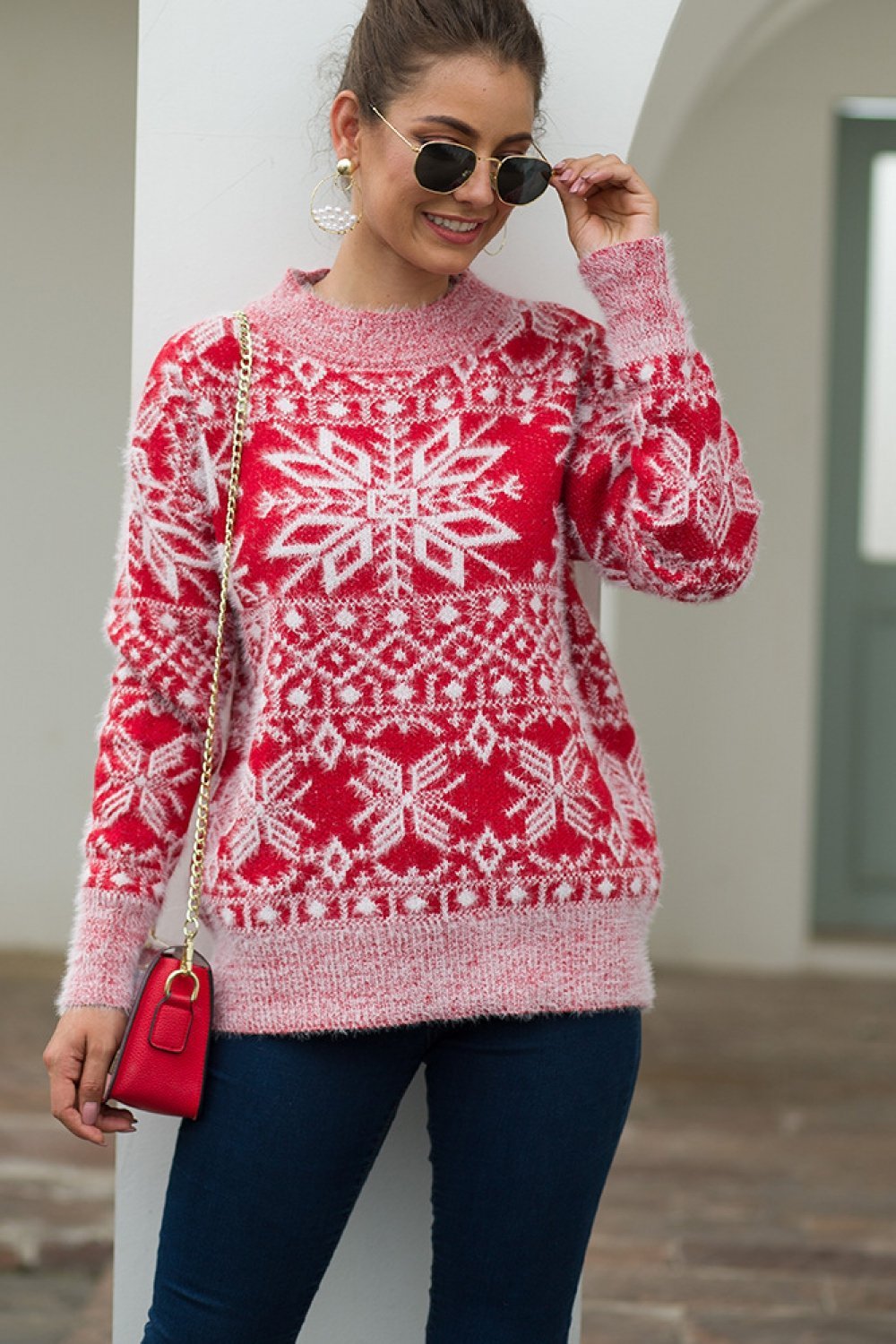 GR Christmas Snowflake Plush Sweater