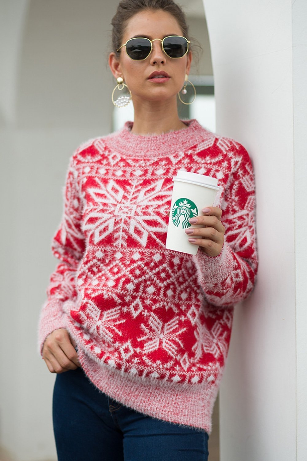 GR Christmas Snowflake Plush Sweater