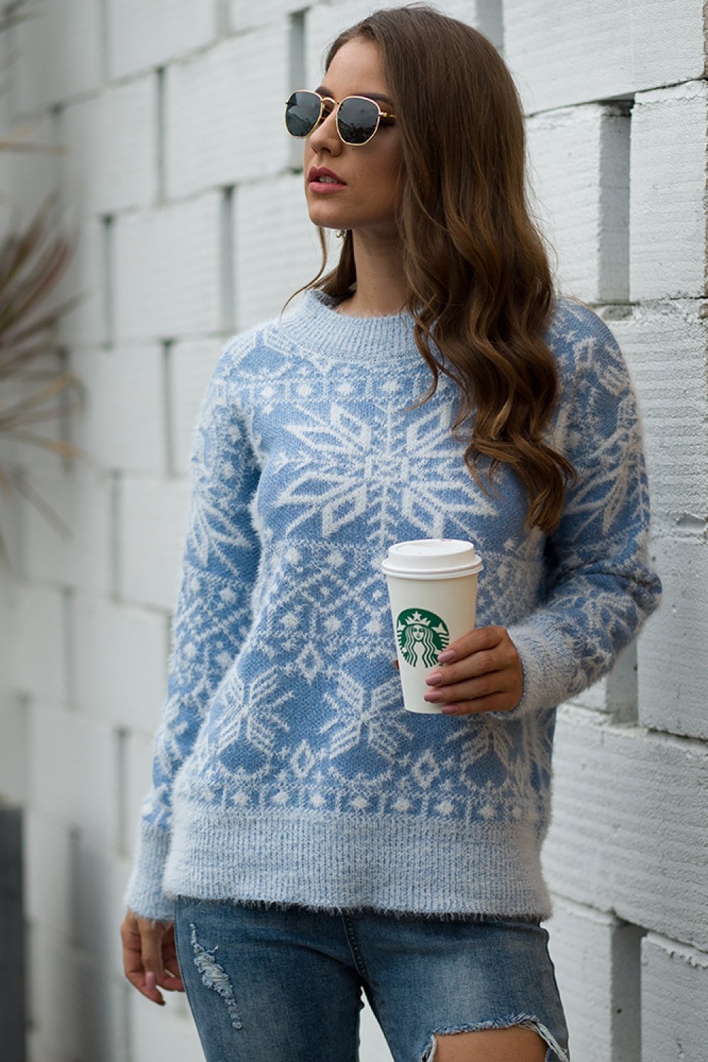 GR Christmas Snowflake Plush Sweater