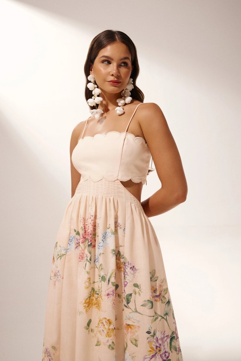 GR | Midikleid Mit Cut Outs Und Blumenprint